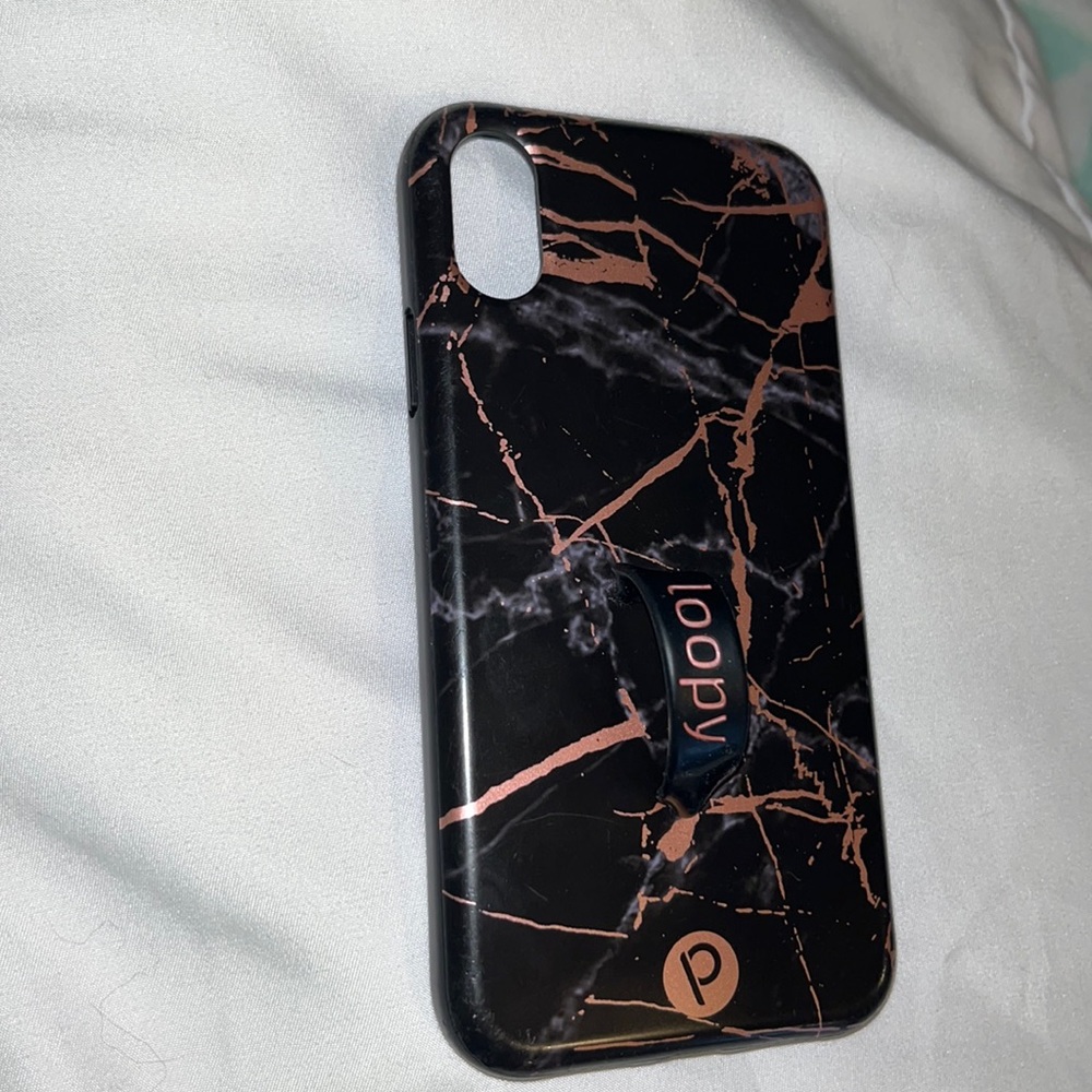 iPhone Xr Loopy Case- black and rose gold